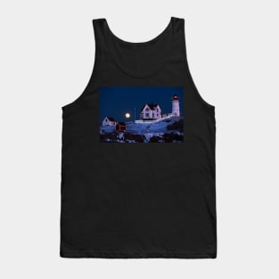 Nubble Lighthouse 2018 New Year Supermoon Cape Neddick Tank Top